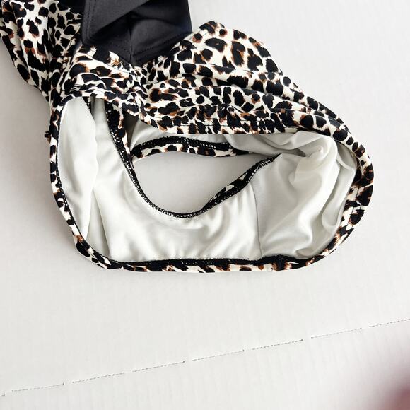 [Vince Camuto] Tanzania One Shoulder Cheetah Print Side Tie Cutout Swimsuit Sz 6 - Picture 10 of 12